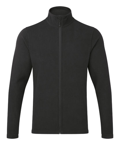 Tryck din logga på Fleece från Premier - Anpassa Recyclight mikrofleece med genomgående dragkedja i färgen Svart för företag, föreningar och privatpersoner