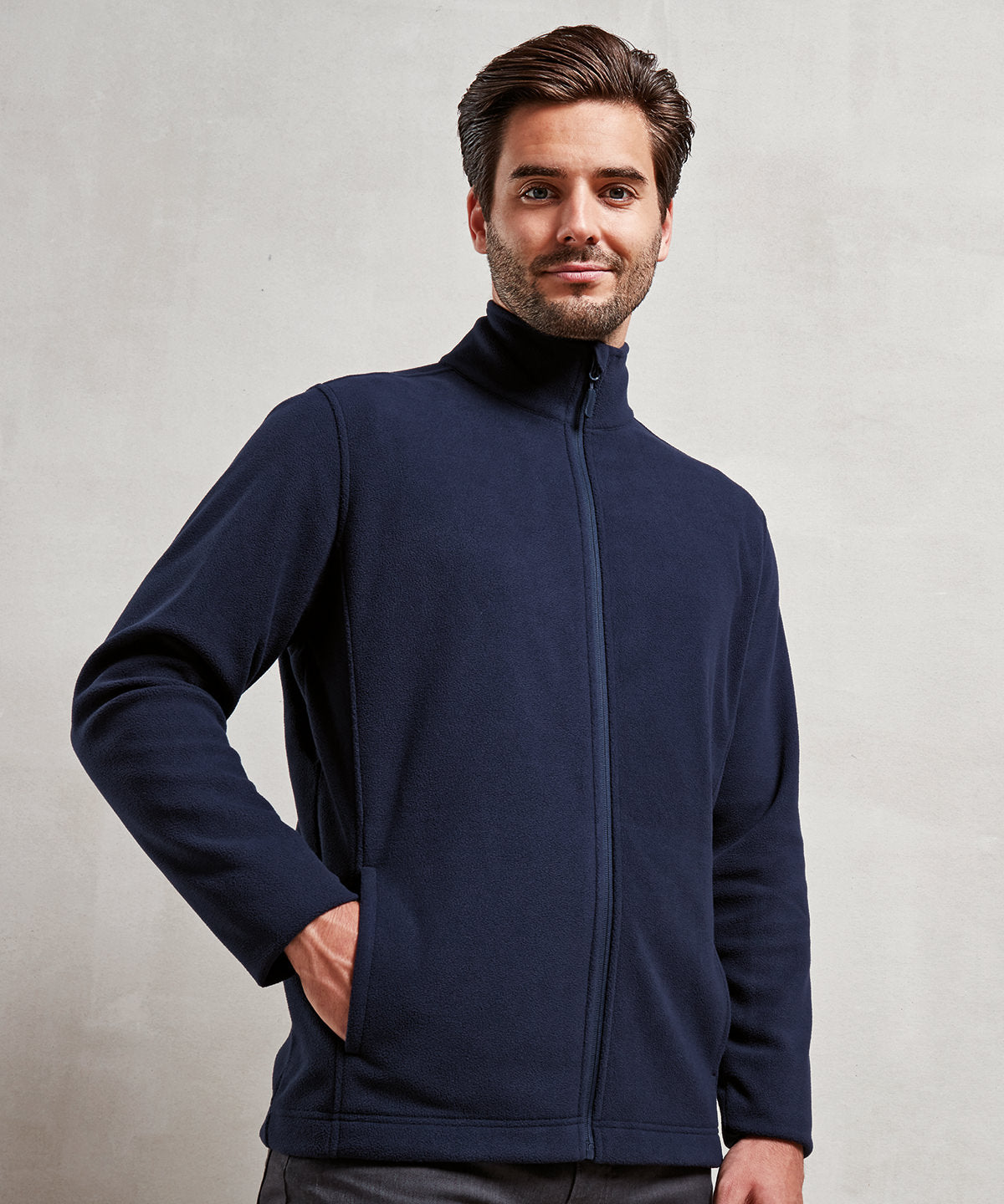 Tryck din logga på Fleece från Premier - Anpassa Recyclight mikrofleece med genomgående dragkedja i färgen för företag, föreningar och privatpersoner