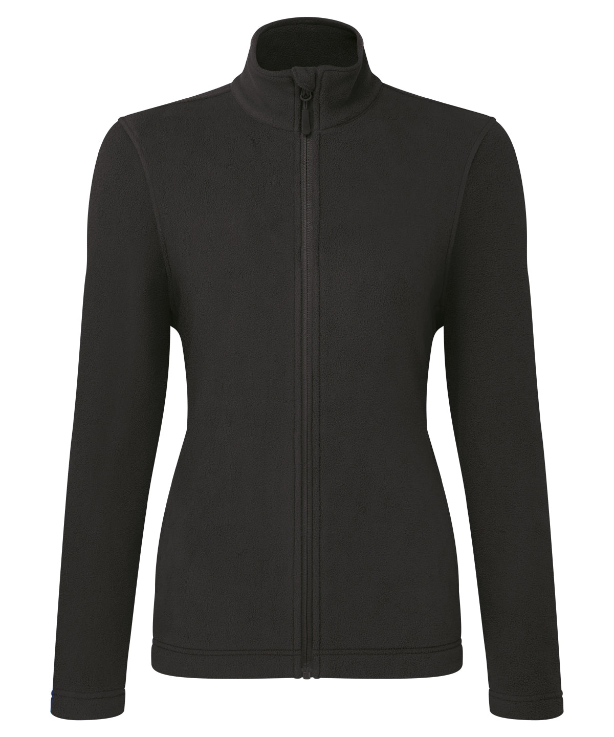 Tryck din logga på Fleece från Premier - Anpassa Dam Recyclight microfleece med hel dragkedja i färgen Svart för företag, föreningar och privatpersoner