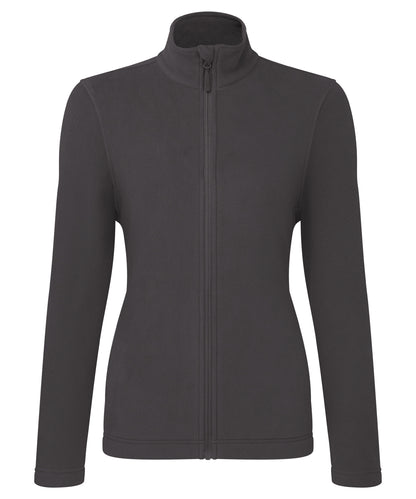 Tryck din logga på Fleece från Premier - Anpassa Dam Recyclight microfleece med hel dragkedja i färgen Mörkgrå för företag, föreningar och privatpersoner