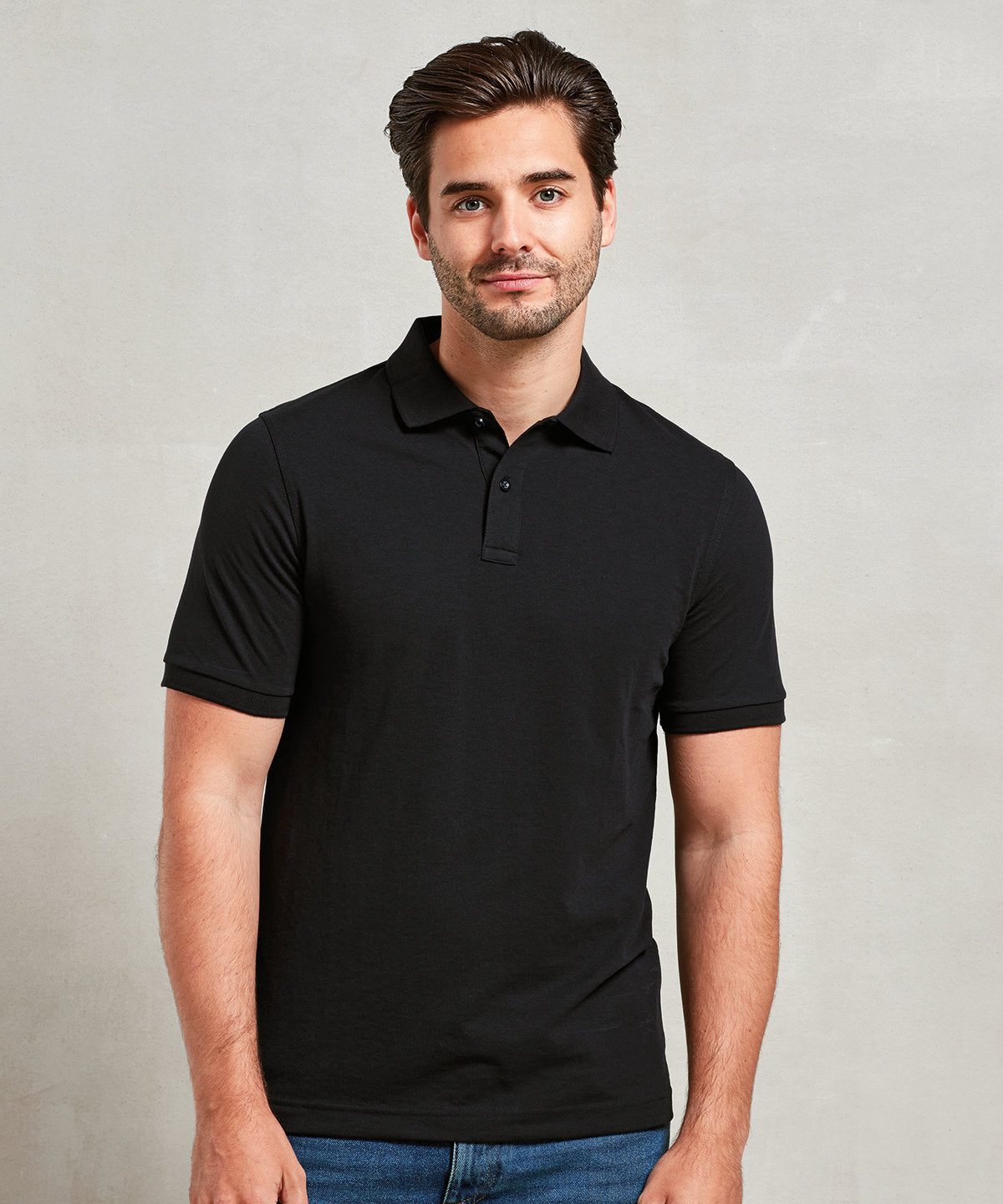 Tryck din logga på Piké från Premier - Anpassa Essential Unisex Short Sleeve Workwear Polo i färgen för företag, föreningar och privatpersoner