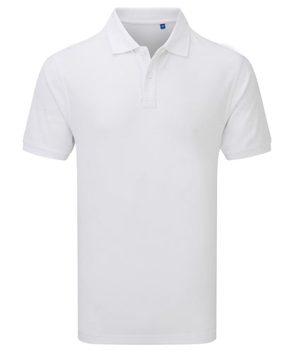 Tryck din logga på Piké från Premier - Anpassa Essential Unisex Short Sleeve Workwear Polo i färgen Vit för företag, föreningar och privatpersoner