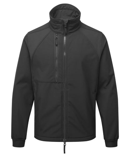 Tryck din logga på Softshelljackor från Portwest - Anpassa WX2 2-lagers softshell i färgen Svart för företag, föreningar och privatpersoner