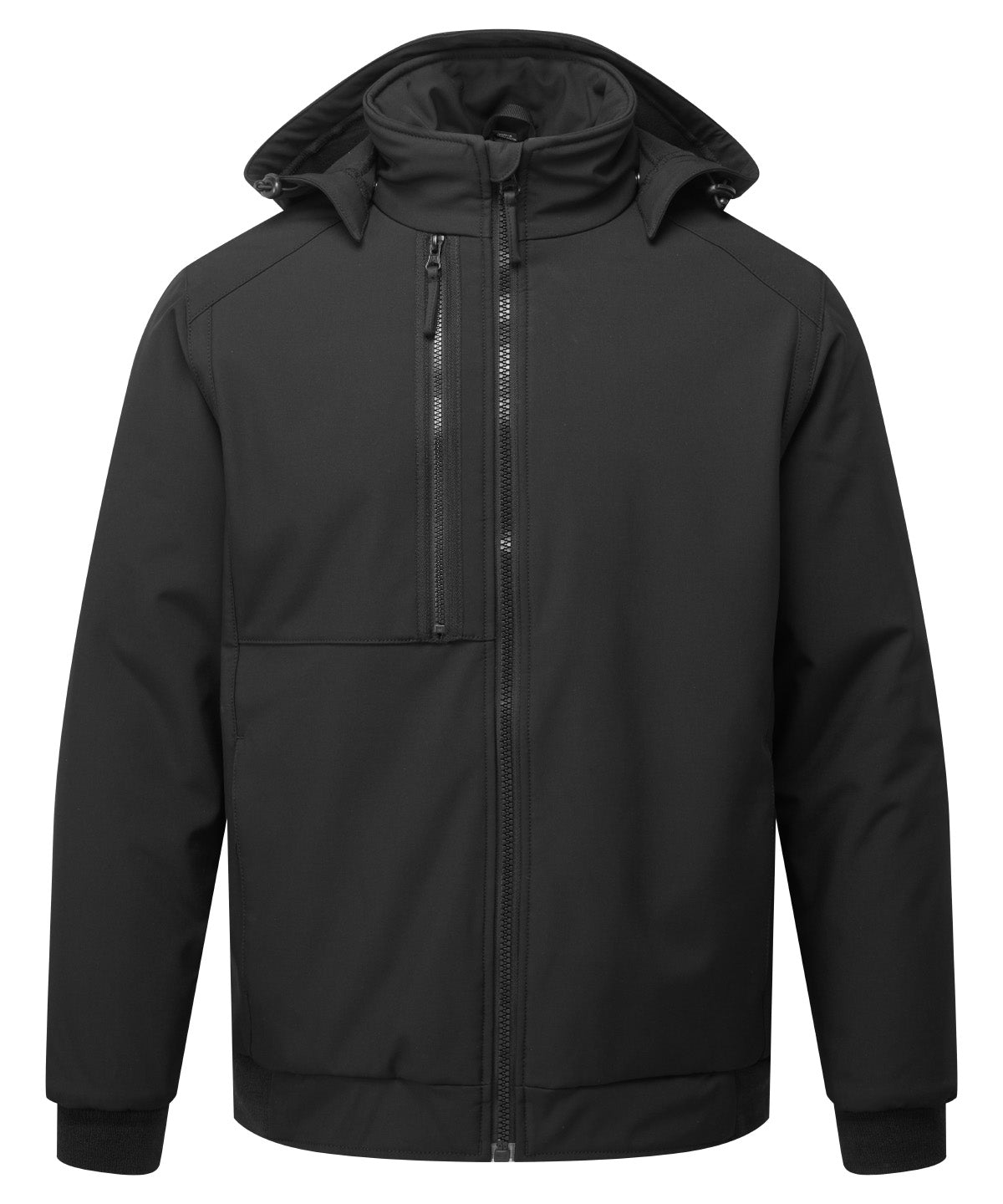 Tryck din logga på Softshelljackor från Portwest - Anpassa WX2 2-lagers vadderad softshell i färgen Svart för företag, föreningar och privatpersoner