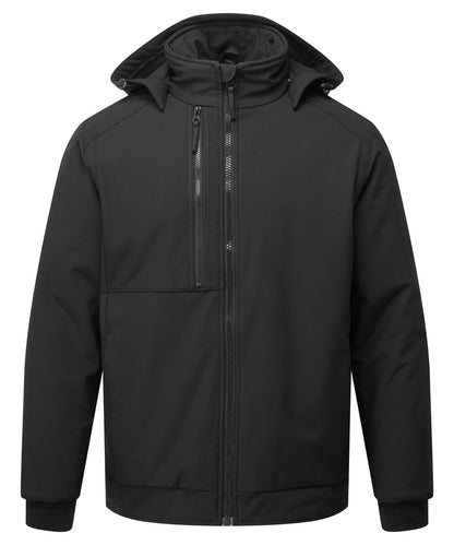 Tryck din logga på Softshelljackor från Portwest - Anpassa WX2 2-lagers vadderad softshell i färgen Svart för företag, föreningar och privatpersoner