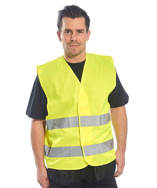 Tryck din logga på Skyddsvästar från Portwest - Anpassa Hi-vis tvåbandsväst i färgen för företag, föreningar och privatpersoner
