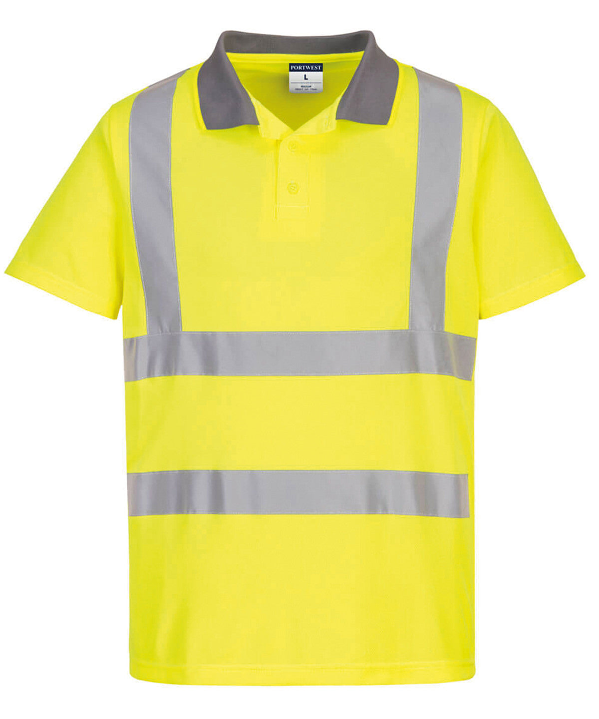 Tryck din logga på Piké från Portwest - Anpassa Eco Hi-Vis Piké i färgen Neon gul för företag, föreningar och privatpersoner