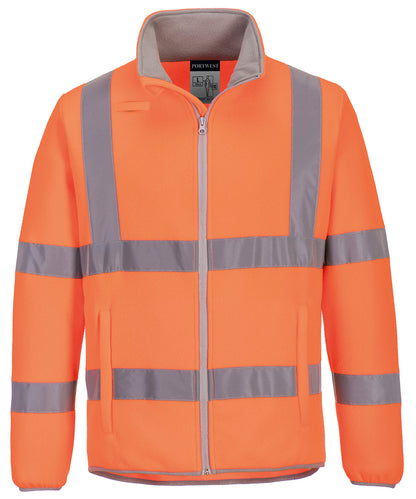Tryck din logga på Fleece från Portwest - Anpassa Eco Hi-vis fleecejacka i färgen för företag, föreningar och privatpersoner