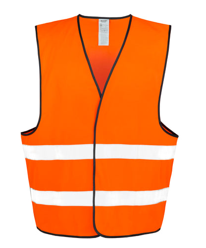 Tryck din logga på Skyddsvästar från Result Core - Anpassa Core hi-vis väst i färgen Neon orange för företag, föreningar och privatpersoner
