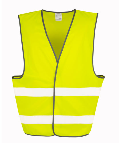 Tryck din logga på Skyddsvästar från Result Core - Anpassa Core hi-vis väst i färgen Neon gul för företag, föreningar och privatpersoner