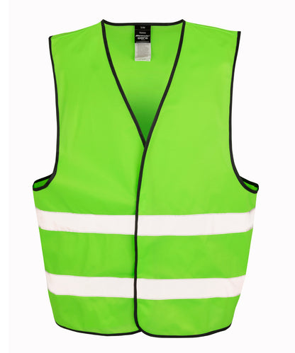 Tryck din logga på Skyddsvästar från Result Core - Anpassa Core hi-vis väst i färgen Lime för företag, föreningar och privatpersoner