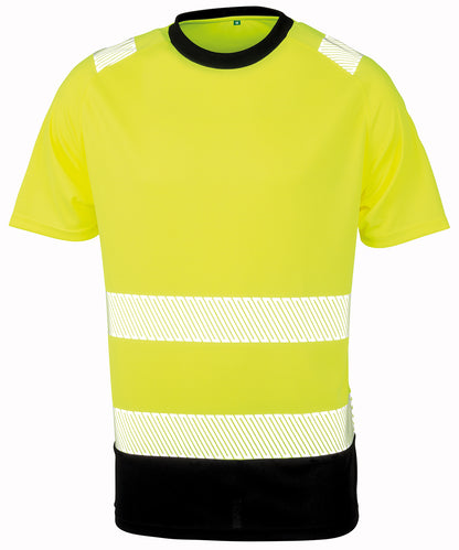 Tryck din logga på T-shirts från Result Genuine Recycled - Anpassa Recycled Security T-shirt i färgen Neon gul för företag, föreningar och privatpersoner