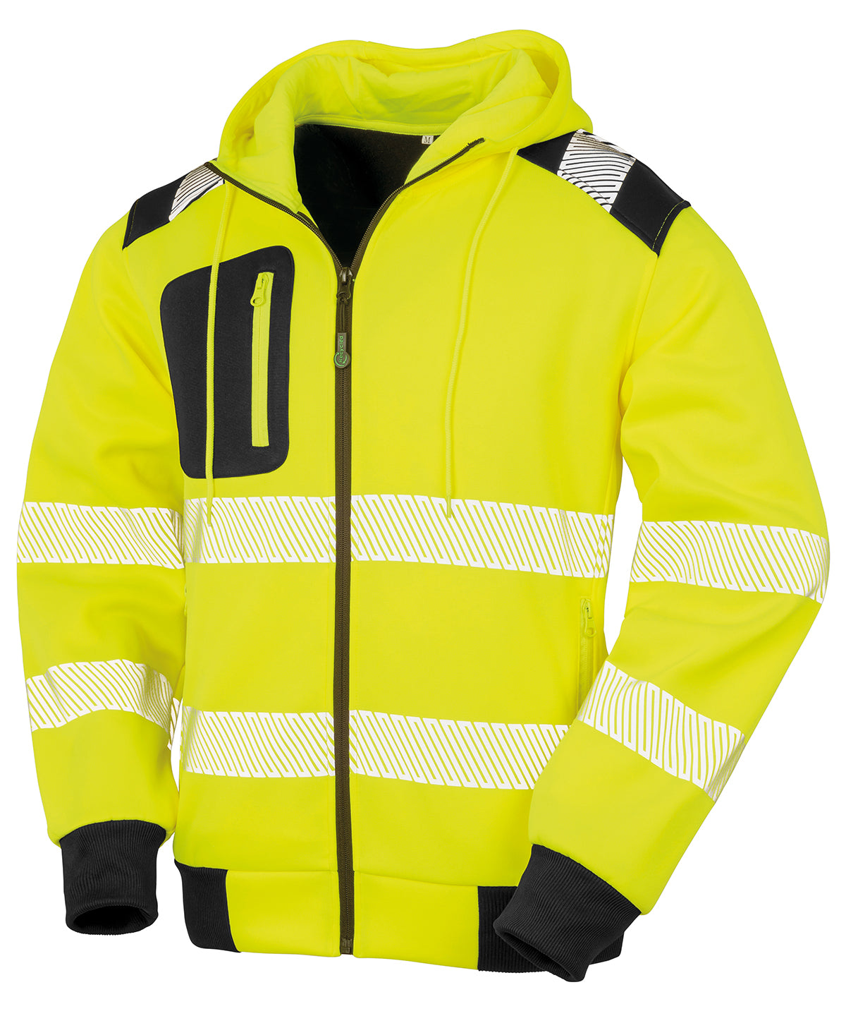 Tryck din logga på Hoodies från Result Genuine Recycled - Anpassa Result Genuine Recycled - Återvunnen Robust Säkerhetströja med Dragkedja i färgen Neon gul för företag, föreningar och privatpersoner