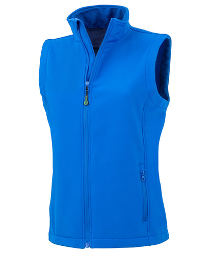 Tryck din logga på Termovästar från Result Genuine Recycled - Anpassa Återvunnen 2-lagers tryckbar softshell bodywarmer för damer i färgen Royal för företag, föreningar och privatpersoner