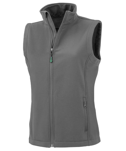Tryck din logga på Termovästar från Result Genuine Recycled - Anpassa Återvunnen 2-lagers tryckbar softshell bodywarmer för damer i färgen Mellangrå för företag, föreningar och privatpersoner