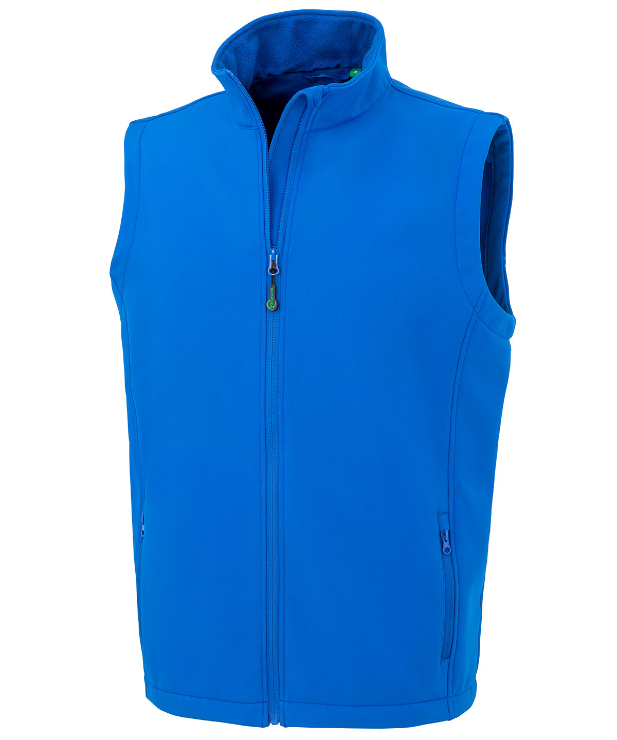 Tryck din logga på Termovästar från Result Genuine Recycled - Anpassa Återvunnen 2-lagers tryckbar softshell bodywarmer i färgen Royal för företag, föreningar och privatpersoner