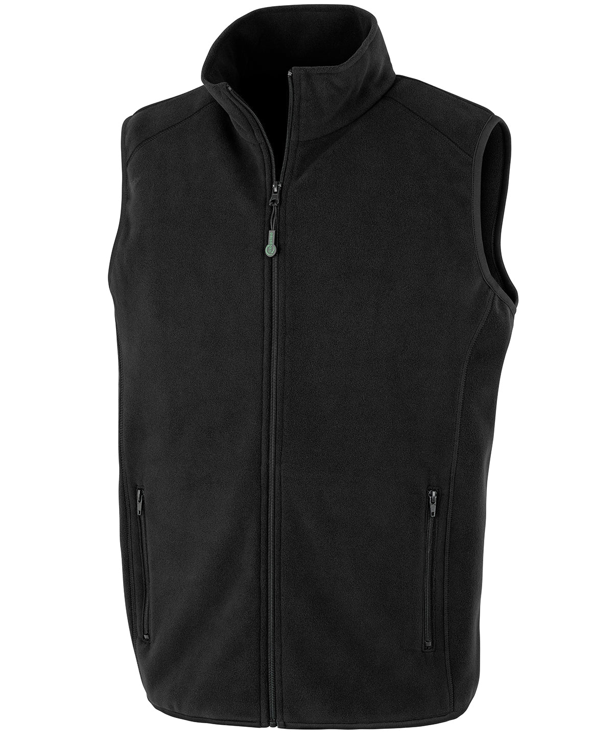 Tryck din logga på Termovästar från Result Genuine Recycled - Anpassa Bodyvärmare i återvunnen fleece Polarthermic i färgen Svart för företag, föreningar och privatpersoner