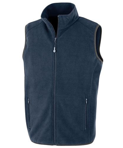 Tryck din logga på Termovästar från Result Genuine Recycled - Anpassa Bodyvärmare i återvunnen fleece Polarthermic i färgen Marinblå för företag, föreningar och privatpersoner