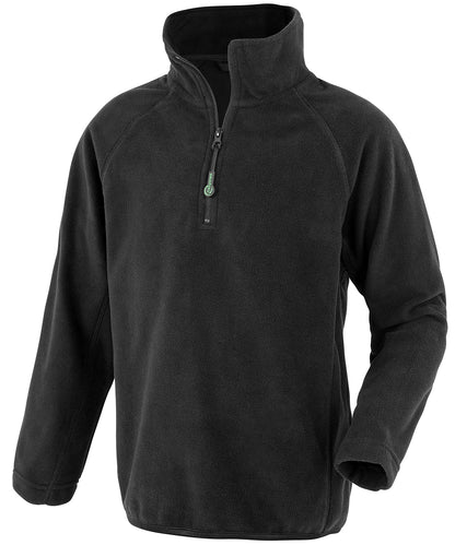 Tryck din logga på Fleece från Result Genuine Recycled - Anpassa Junior tröja i återvunnen mikrofleece i färgen Svart för företag, föreningar och privatpersoner