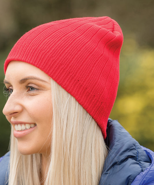Tryck din logga på Mössor från Result Winter Essentials - Anpassa Bomullsstickad beanie-mössa i färgen för företag, föreningar och privatpersoner