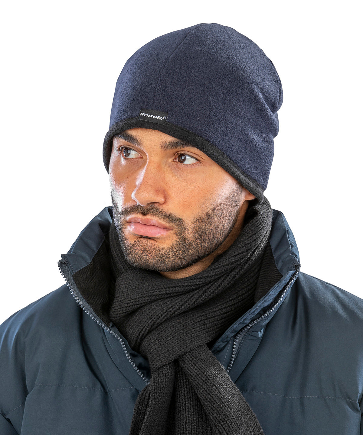 Tryck din logga på Mössor från Result Winter Essentials - Anpassa Vändbar bobmössa i mikrofleece i färgen för företag, föreningar och privatpersoner