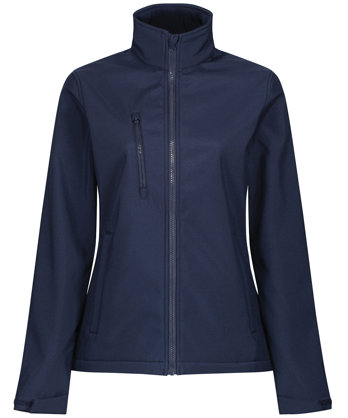 Tryck din logga på Softshelljackor från Regatta Professional - Anpassa Dam Ablaze 3-lagers softshell i färgen Marinblå för företag, föreningar och privatpersoner