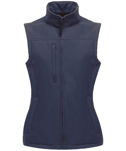 Tryck din logga på Termovästar från Regatta Professional - Anpassa Dam Flux softshell bodywarmer i färgen Marinblå för företag, föreningar och privatpersoner