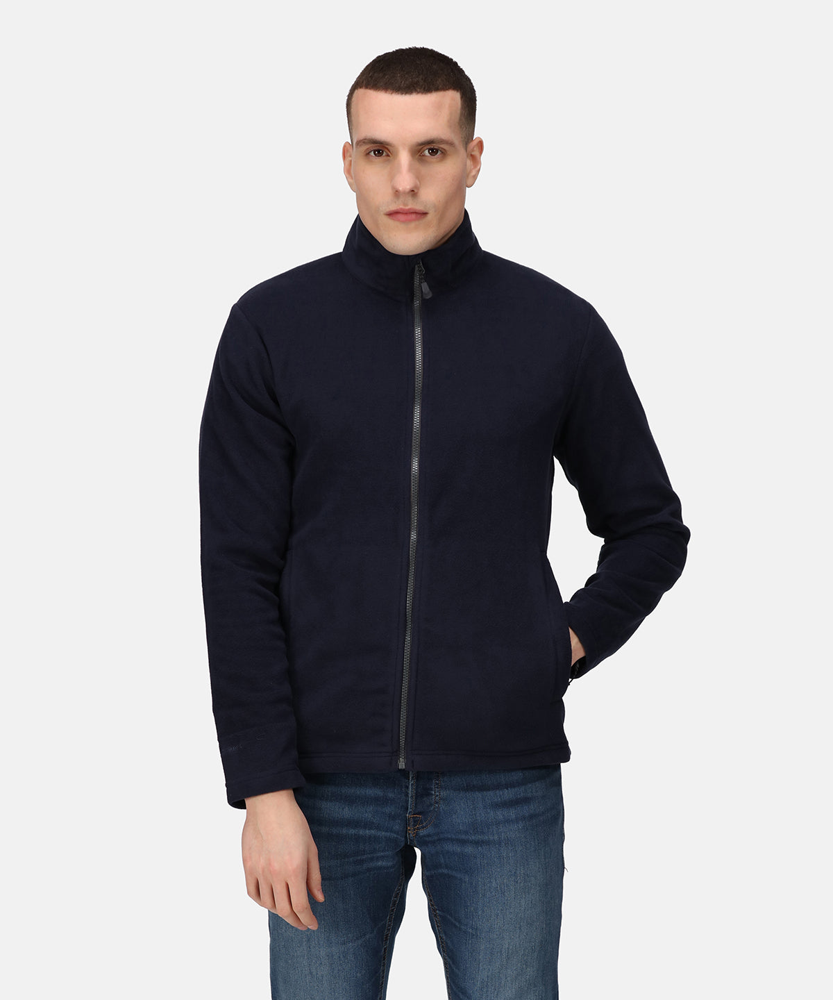 Tryck din logga på Fleece från Regatta Honestly Made - Anpassa Ärligt tillverkad återvunnen microfleece med full dragkedja i färgen för företag, föreningar och privatpersoner