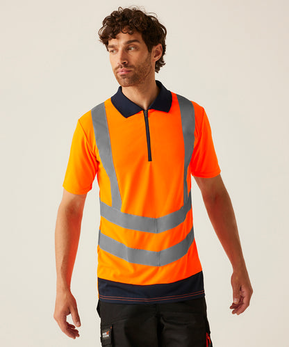 Tryck din logga på Piké från Regatta High Visibility - Anpassa Hi-Vis Pro Polo i färgen för företag, föreningar och privatpersoner