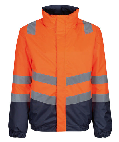 Tryck din logga på Jackor från Regatta High Visibility - Anpassa Pro hi-vis klassisk bomberjacka i färgen Mellan Orange för företag, föreningar och privatpersoner
