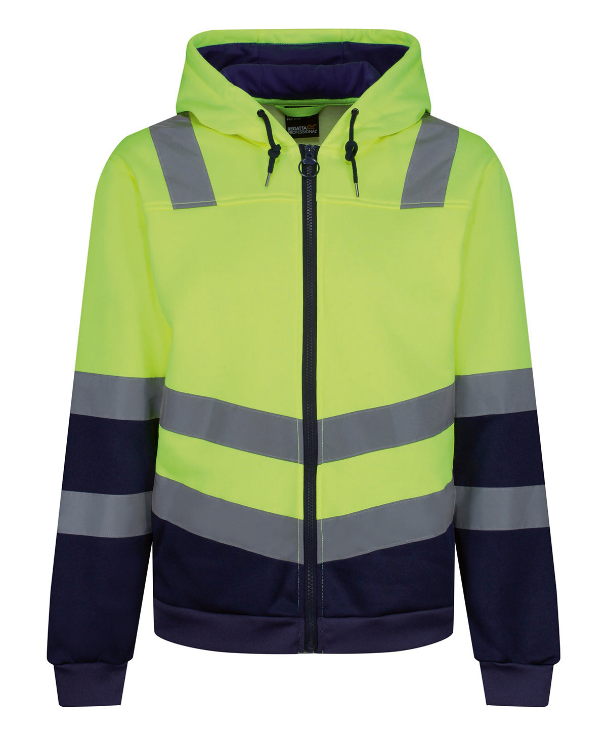 Tryck din logga på Hoodies från Regatta High Visibility - Anpassa Regatta High Visibility - Pro Hi-Vis Huvtröja med Full Dragkedja i färgen Neon gul för företag, föreningar och privatpersoner