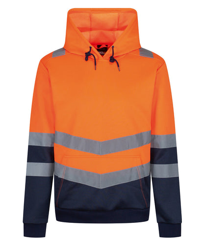 Tryck din logga på Hoodies från Regatta High Visibility - Anpassa Regatta High Visibility - Pro Hi-Vis Huvtröja för Overhead i färgen Mellan Orange för företag, föreningar och privatpersoner