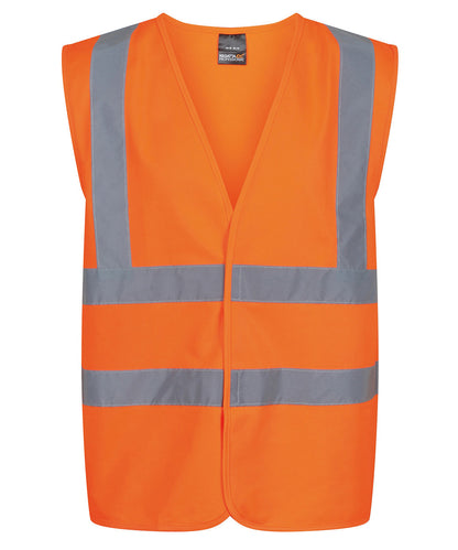 Tryck din logga på Skyddsvästar från Regatta High Visibility - Anpassa Pro hi-vis Linne i färgen Mellan Orange för företag, föreningar och privatpersoner