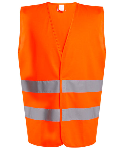 Tryck din logga på Skyddsvästar från Regatta High Visibility - Anpassa Pro hi-vis Linne med två band och enkelt tryck i färgen Mellan Orange för företag, föreningar och privatpersoner