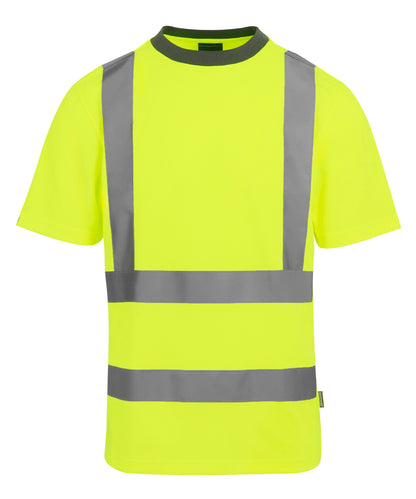 Tryck din logga på T-shirts från Regatta High Visibility - Anpassa Hi-vis Pro kontrakts t-shirt i färgen Mellan gul för företag, föreningar och privatpersoner