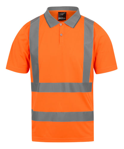 Tryck din logga på Piké från Regatta High Visibility - Anpassa Hi-Vis Pro Contract Polo i färgen Mellan Orange för företag, föreningar och privatpersoner