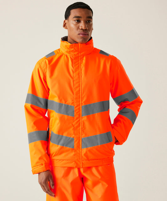 Tryck din logga på Jackor från Regatta High Visibility - Anpassa Hi-vis Pro contract Dover-jacka i färgen för företag, föreningar och privatpersoner