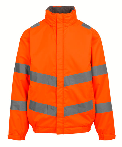 Tryck din logga på Jackor från Regatta High Visibility - Anpassa Hi-vis Pro contract Dover-jacka i färgen Mellan Orange för företag, föreningar och privatpersoner