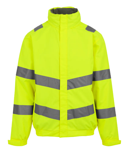Tryck din logga på Jackor från Regatta High Visibility - Anpassa Hi-vis Pro contract Dover-jacka i färgen Mellan gul för företag, föreningar och privatpersoner