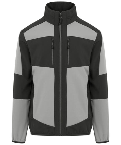 Tryck din logga på Softshelljackor från Regatta Professional - Anpassa E-Volve unisex 2-lagers softshelljacka i färgen Mellangrå för företag, föreningar och privatpersoner