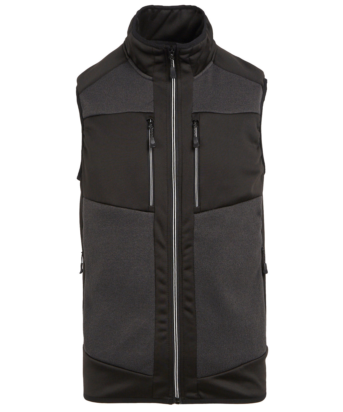 Tryck din logga på Termovästar från Regatta Professional - Anpassa E-Volve unisex bodywarmer med stickad effekt och stretch i färgen Mörkgrå för företag, föreningar och privatpersoner