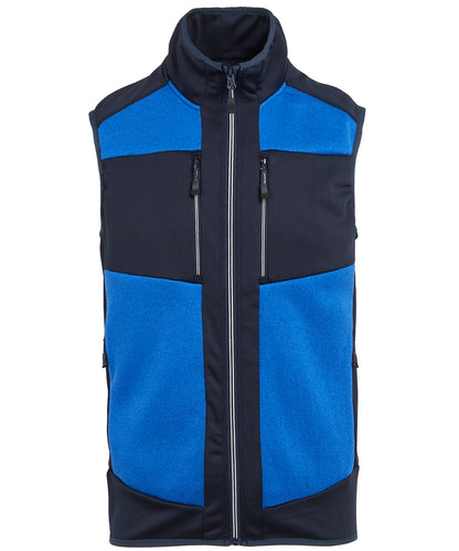Tryck din logga på Termovästar från Regatta Professional - Anpassa E-Volve unisex bodywarmer med stickad effekt och stretch i färgen Mellanblå för företag, föreningar och privatpersoner
