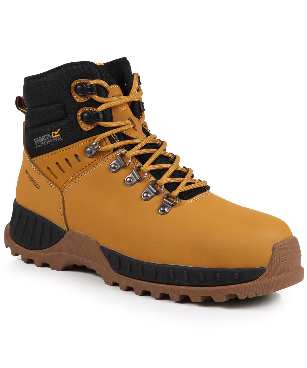 Tryck din logga på Stövlar från Regatta Safety Footwear - Anpassa Grindstone S3 vattentäta säkerhetskängor i färgen Mellan Orange för företag, föreningar och privatpersoner