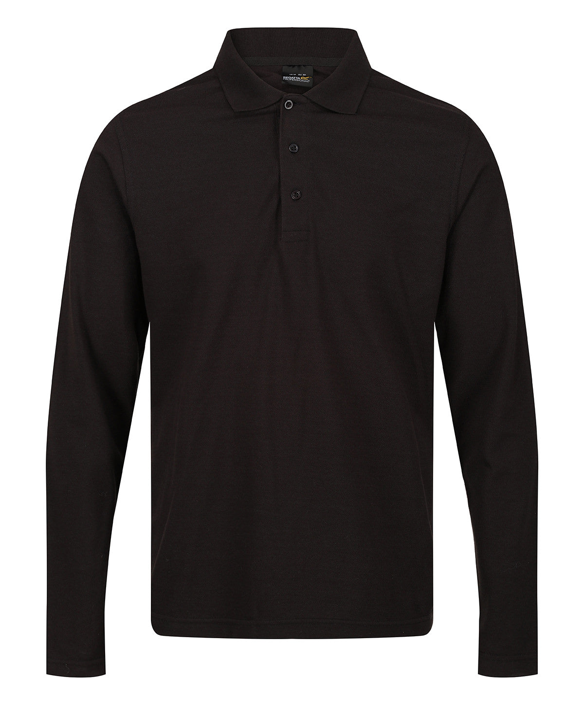 Tryck din logga på Piké från Regatta Professional - Anpassa Pro 65/35 Long Sleeve Polo - Herr i färgen Svart för företag, föreningar och privatpersoner