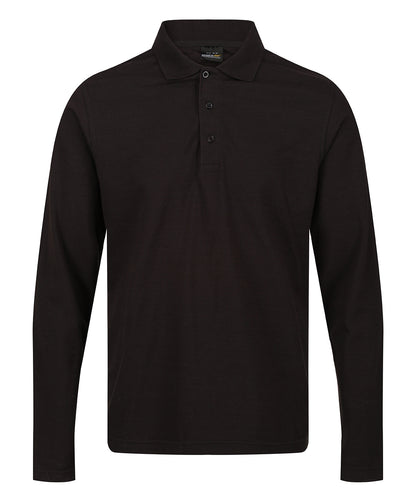 Tryck din logga på Piké från Regatta Professional - Anpassa Pro 65/35 Long Sleeve Polo - Herr i färgen Svart för företag, föreningar och privatpersoner