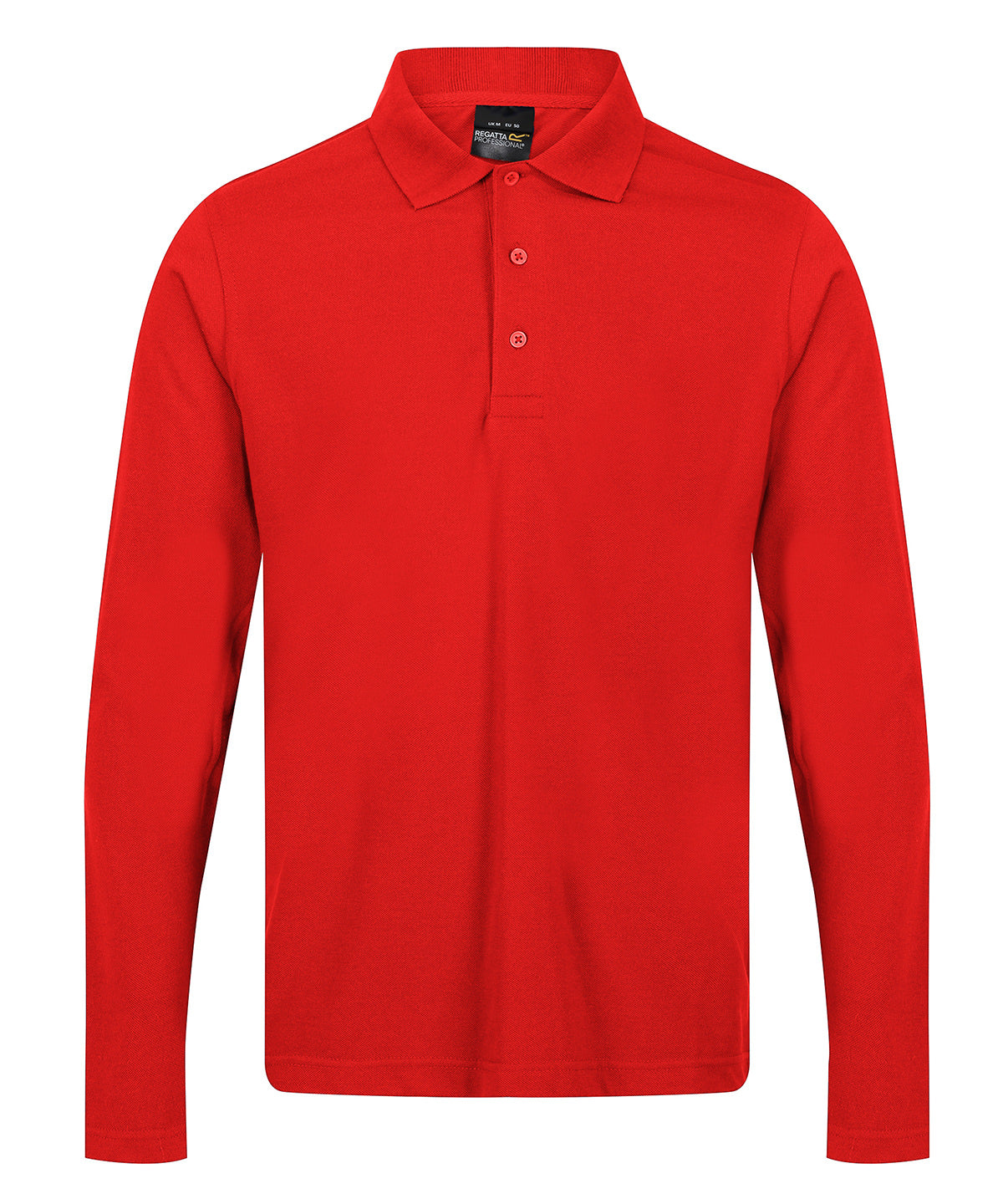Tryck din logga på Piké från Regatta Professional - Anpassa Pro 65/35 Long Sleeve Polo - Herr i färgen Ljusröd för företag, föreningar och privatpersoner