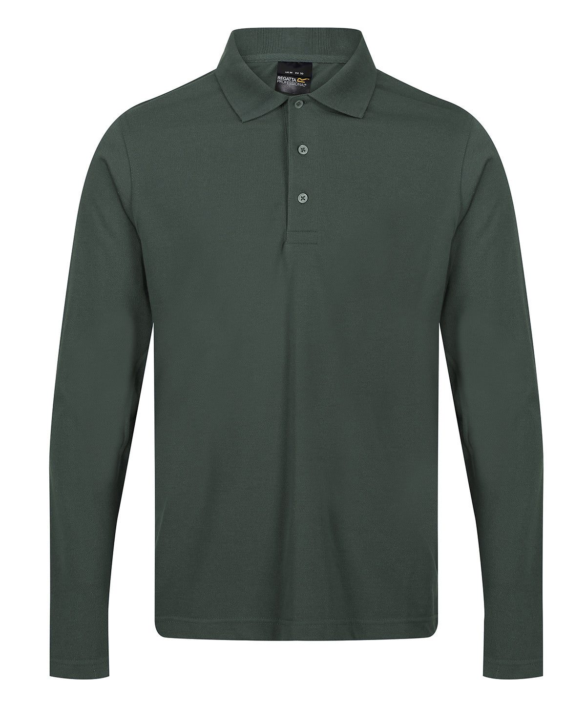 Tryck din logga på Piké från Regatta Professional - Anpassa Pro 65/35 Long Sleeve Polo - Herr i färgen Mörkgrön för företag, föreningar och privatpersoner
