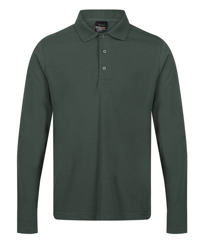 Tryck din logga på Piké från Regatta Professional - Anpassa Pro 65/35 Long Sleeve Polo - Herr i färgen Mörkgrön för företag, föreningar och privatpersoner