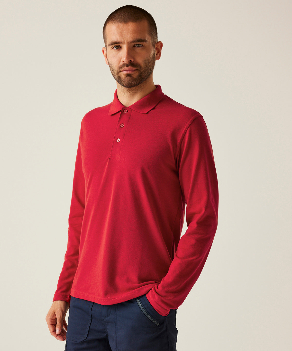 Tryck din logga på Piké från Regatta Professional - Anpassa Pro 65/35 Long Sleeve Polo - Herr i färgen för företag, föreningar och privatpersoner