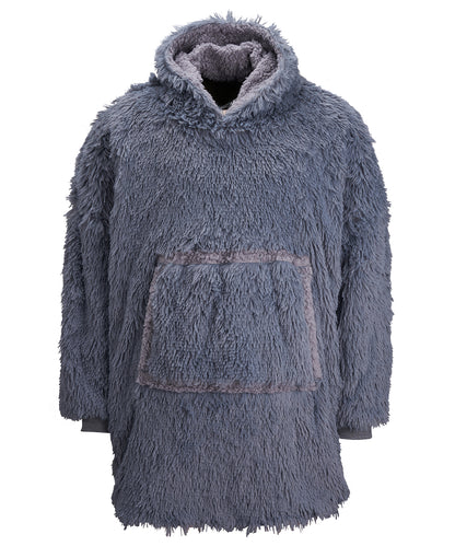Tryck din logga på Hoodies från Ribbon - Anpassa The Ribbon överdimensionerad mysig vändbar shaggy sherpa huvtröja i färgen Mörkgrå One Size för företag, föreningar och privatpersoner